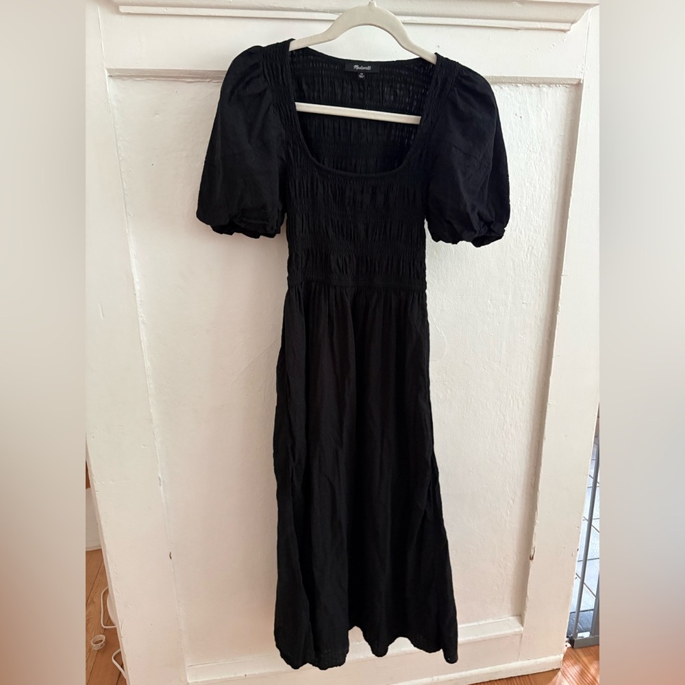 Madewell Black Puff-Sleeve Maxi Dress
